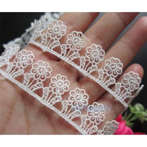5 yards 20mm Soluble Polyester Small Flowers Embroidered Lace Trim Ribbon Fabric Handmade DIY Sewing Supplies Craft Decoration