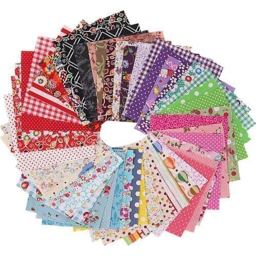 50Pcs 10x10cm Cotton Fabric Printed Cloth Sewing Quilting Fabrics for Patchwork Needlework DIY Handmade Accessories