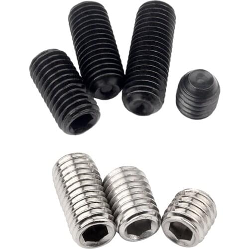 50pc M2 M2.5 M3 M3.5 M4 M5 M6 DIN916 304 stainless Black grade 12.9 steel Hex Hexagon Socket Allen Cup Point Grub Screw Set Bolt