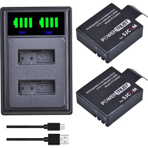 900mAh Rechargeable SJ4000 Battery and Charger for SJCAM SJ5000 SJ6000 SJ7000 SJ8000 SJ9000 eken H9 M10 Action Cameras