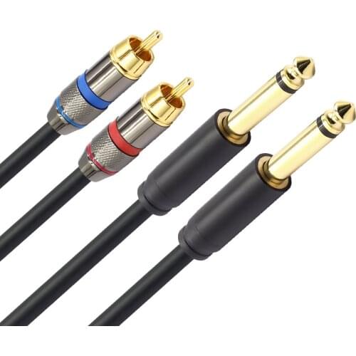 6.5-turn RCA Fever audio cable with dual 6.35-turn RCA head with 2-on-2 Lotus mixer audio cable
