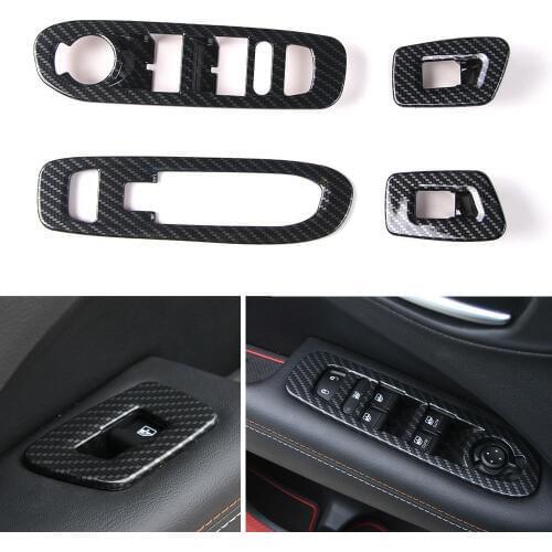 BBQ@FUKA Car Door Window Switch Lift Button Panel Control Cover Trim Sticker Carbon Fiber ABS Fit For Jeep Compass 2017