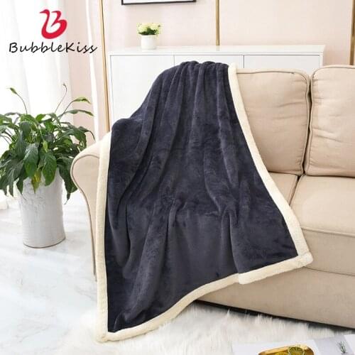 Bubble Kiss Modern Nordic Plush Blanket Solid Color Fleece Blanket Anti-Pilling Sofa Blanket Customize Winter Thicken Blanket