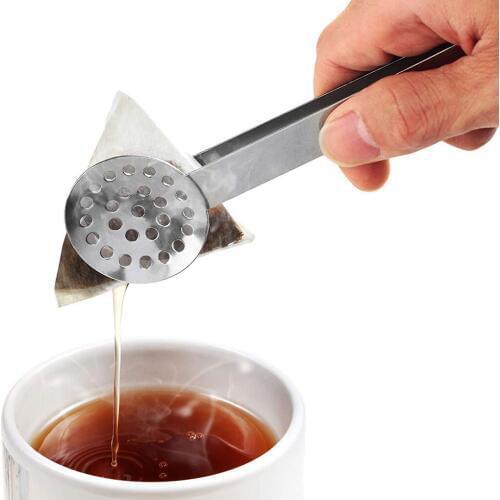 Tea Bag Squeezer Stainless Steel Teabag Tong Holder Herb Grip Kitchen Tool Lemon Slice Clip