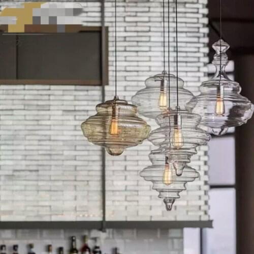 Retro Living room Restaurant Hall Deco Hanging Light Fixturs Nordic Loft Transparent Glass Dining Room Led Pendant Lights