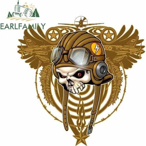 EARLFAMILY 13cm x 12.6cm for Aviator Skull Car Sticker Personality Graphics Scratch-Proof Decal Anime Camper Fold Vinyl Car Wrap