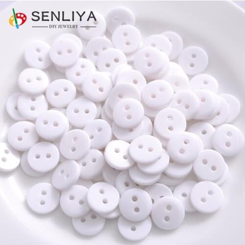 Hot 100-300Pcs/Pack White Round 2Holes Resin Sewing Clothes10mm 12mm Decorative Resin Buttons For Diy Apparel Sewing Accessories