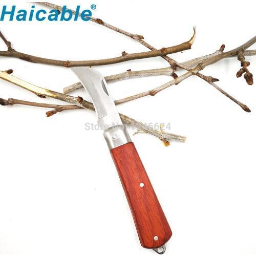 KC-507K Cable knife wire knife Stainless Steel Cable Cutter Wire Stripper Professional Electrician Knife Tools wooden handles