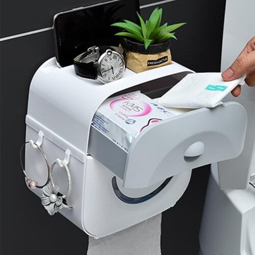 Adhesive Toilet Paper Holder Waterproof Wall Mount Roll Shelf Tissue Storage Box For Bathroom Organizer WC Accessories