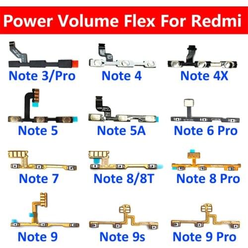 Volume Button Power Switch On Off Button Flex Cable For Xiaomi Redmi Note 2 3 4 4X 5 5A 6 7 9 Pro 9s MI 10T Power Volume Button