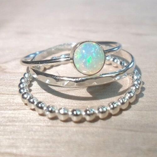 New 3Pcs/Set Fashion Imitation Pearls Ring Set For Women Antique Silver Color S Gem Stone Knuckle Rings Set Boho Jewelry Anillos