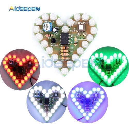 Heart Shape Breathing Lamp Kit DC 4V-6V Breathing LED Suite Red White Blue Green DIY Electronic Production for Learning DIY Kit