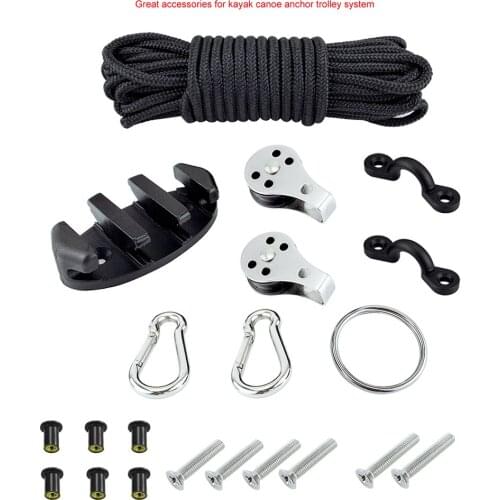 Kayak Canoe Anchor Trolley Kits with 30 ft Trolley Line Pad Eye Metal Screws