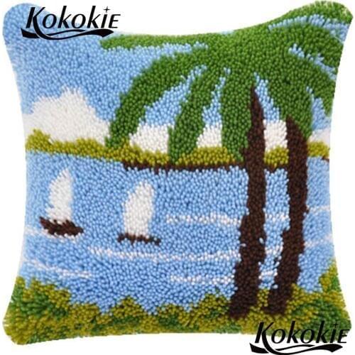 Latch hook rug making kits printed 3d carpet mat cross stitch kits embroidery needlework set Crocheting Rug Kits Yarn Pillowcase