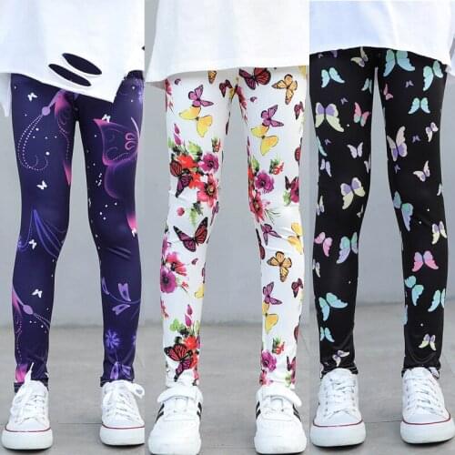 Girls' Leggings Spring And Autumn Thin Childrens Stretch Print Pants slim fit big kids' pants