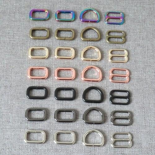 50Pcs/Lot Inner Width 20mm Metal Hardware Pet Dog Martingale Collar Loop Accessory D Ring Rectangular Buckle Bag Straps Clasp