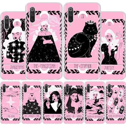 Lovely Omens Tarot Queen Cat Cover Phone Case For Xiaomi Redmi Note 10 9 9S 8T 8 7 6 5 9A 6A 7A 8A 9C K20 S2 Pro Luxury Soft Coq