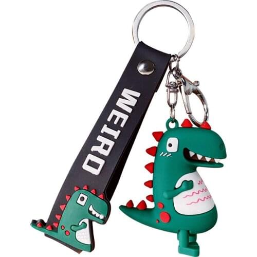 Fashion Stereo Cute Cartoon Dinosaur Keychain Key Ring Creative Cartoon Mobile Phone Bag Car Pendant Fun Keychain Gift