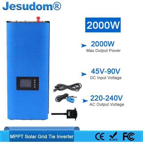 MPPT Solar Grid Tie Inverter 2000W with Limiter Sensor With Wifi Monitoring DC 45-90V To AC 220V 230V 240V PV connected
