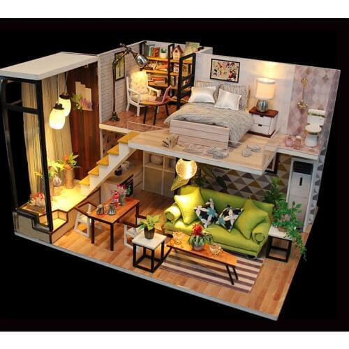 Mylb Doll House Miniature DIY Dollhouse With Furnitures Wooden House Nordic Time Toys For Children Birthday Gift