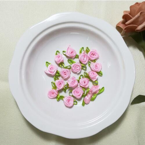 10pcs Flower Applique Pink Rose Patch Sewing Fabric Dress Trim Stickers 3D Flower Parche Patches For Clothing parches ropa K01-3