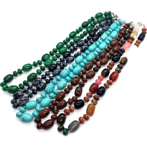 Natural Stone Semi-precious Stone 10x14mm Cylindrical Beads 5x9mm Abacus Beads Ladies Necklace about 18 Inches