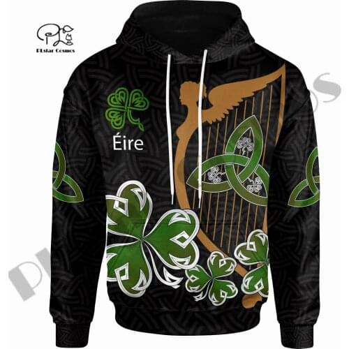 PLstar Cosmos 3DPrint Newest Irish Harp and Clover Art Men/Women Cozy Funny Hrajuku Casual Streetwear Hoodies/Zip/Sweatshirt T-6