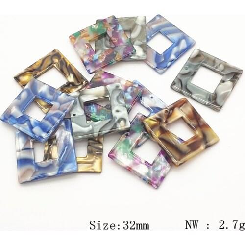 New arrival! 32mm 50pcs Acetic Acid Square Shape Charm for Earring Necklace DIY Parts,Jewelry Findings & Components