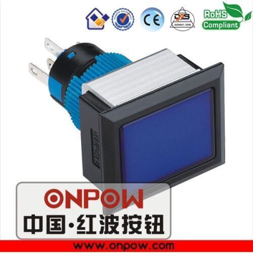 ONPOW 22mm rectangular head BLACK surface momentary illuminated pushbutton switch LAS1-APJ-11/B/12V