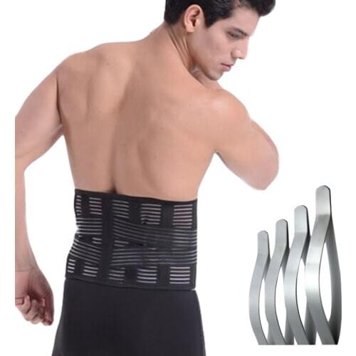 Winter XXL 4 Metal Bars Waist Protector Back Support Belt Lumbar Spine Brace Men Women Orthopedic Medical Posture Corrector B014