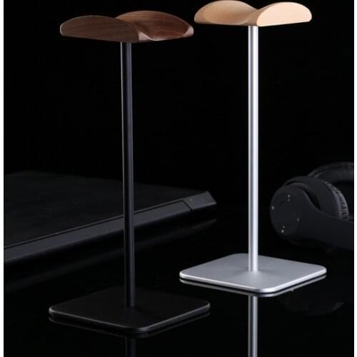 Walnut Beech Headphone Stand Headset Holder Gaming Headset Holder Wood Metal Frame Earphone Stand Black Heavy Base