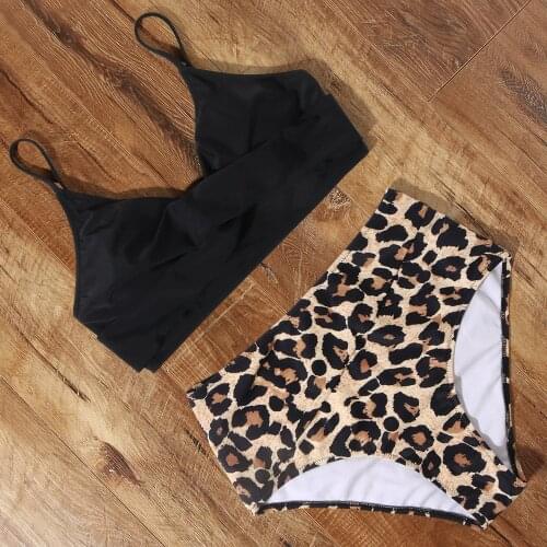 WomenS Swimwear 2021 Leopard High Waist Bikini Push Up Bikini Animal Print Swimwear WomenS Swimsuit Cross Front Swimsuit Women