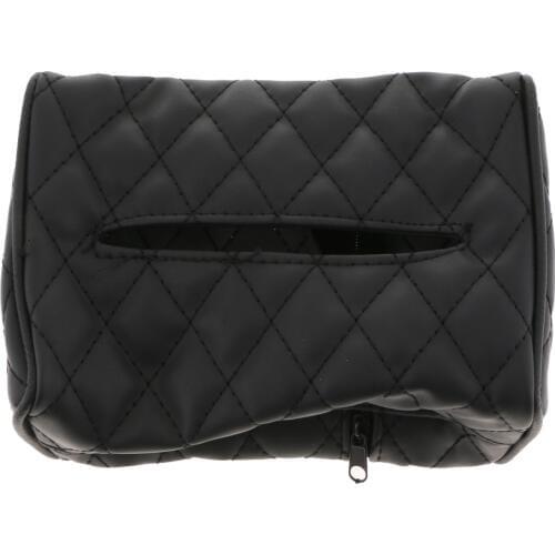 Luxury Black Leather Car Visor Tissue Holder Mount ,Multi-use Paper Towel Cover Case for Car&Truck Decoration