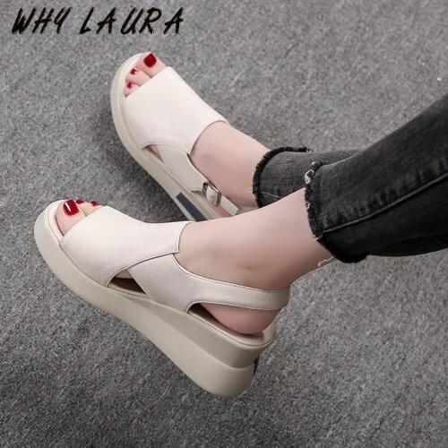 Sweet Women Sandals 2021 High Heeled Wedgings Comfortable Soft-soled Sandals for Casual Outwear Beach Peep Toe Go With Fashion h
