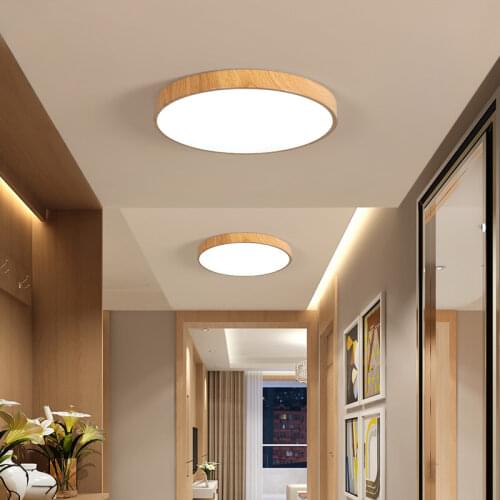 Modern minimalist imitation wood grain living room LED ceiling lamp bedroom chandelier hotel lighting balcony aisle lamp