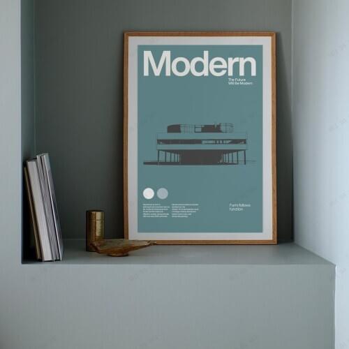 Modern Home Decor Canvas Poster Modernism Minimal Graphic Architecture Bauhaus Villa Savoye Le Corbusier