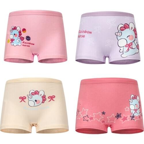 4 Pcs/Lot 2-16Y Girls Teen Underwear Cotton Girl Panties Kawaii Cartoon Pattern Kids Boxer Briefs Child Soft Girls Pants