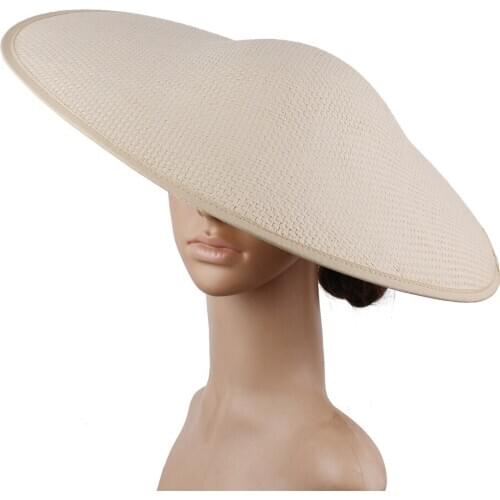 High Quality Large Polyester Beige Fascinator Base 45CM Irregular Shape BIG SIZE Hats For Kentucky Derby Ascot Races NEW ARRIVAL
