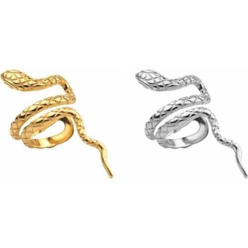 YUXINTOME 1PC 24k Gold-Plated /Silver Animal Ear Clip Earrings for Women Simple Snake Ear Cuff Earrings Fashion Party Jewelry