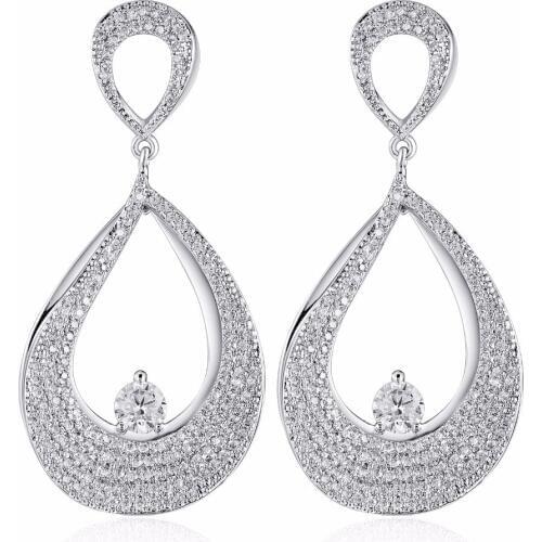 GrayBirds Luxury Water Drop Double-Deck Drop Earring Copper With Cubic Zirconia For Women Anniversary Gift With Box MLE001