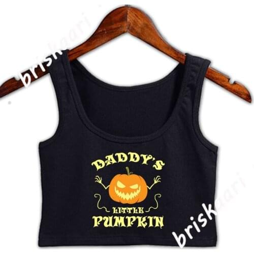 DaddyS Little Pumpkin Halloween Scary Creepy Crop Top Women Graphic Fashion Tank Top Summer Slim Customize O Neck Vest