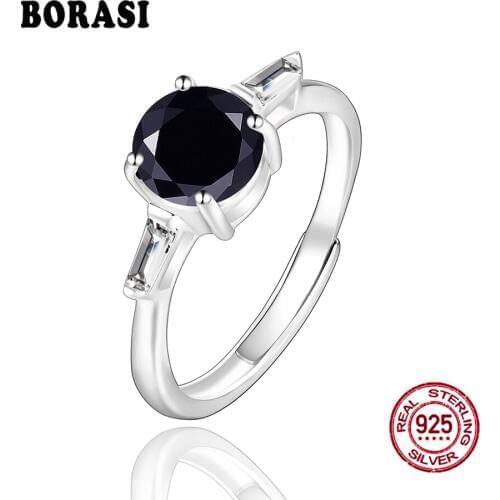 100% Silver Color Wedding Rings Round Multicolor Crystal Resizable Female Ring For Women Engagement Gift Fine Jewelry