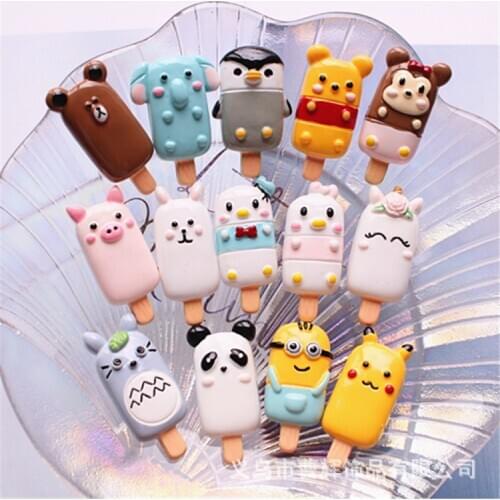 10pcs/lot flat back Resin colorful Cartoon ice cream Flat back Cabochon diy phone mix size