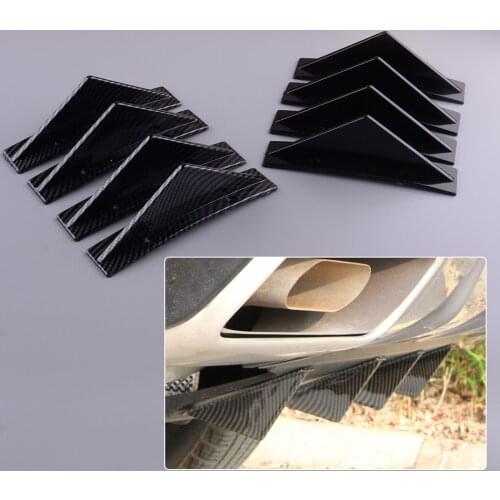 4Pcs ABS Universal Car Rear Bumper Curved Addon Wing Lip Diffuser Protector Shark Fin Spoiler