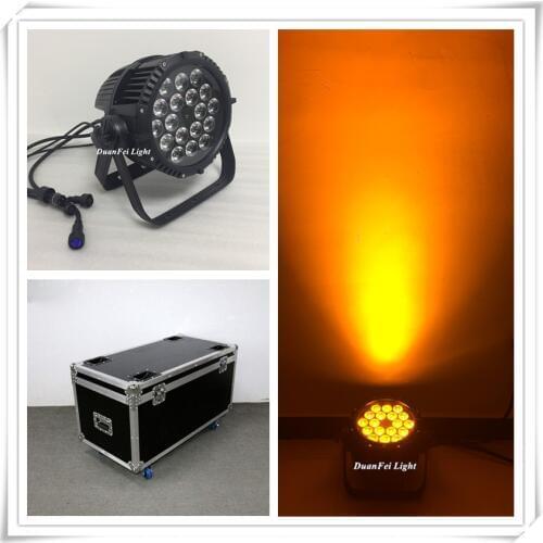 6pcs+flightcase IP65 Par led rgbwauv outdoor led uplights wash effect 18x18W par 64 led waterproof