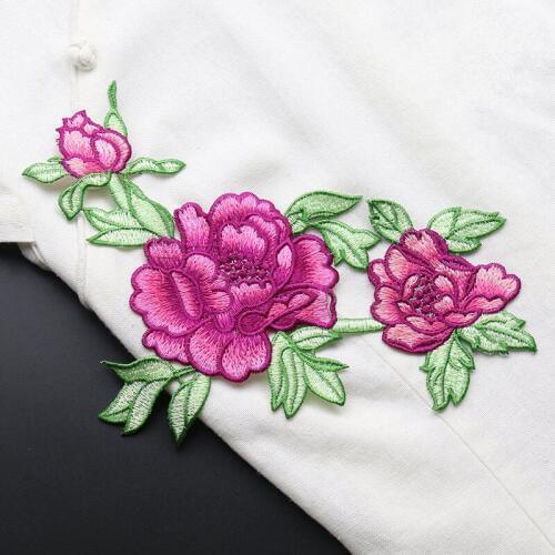 Free Shipping Water-soluble Embroidery Large Multi-color Peony Coat Patch 5 Colors for Clothing Decals Decoration