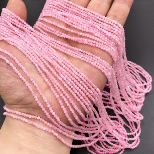 Natural Pink Quartzs Beads Faceted Stone Beads Small Real Beads 2mm 3mm 4mm Strand Bead For Jewelry Making Necklace 15'' Gift
