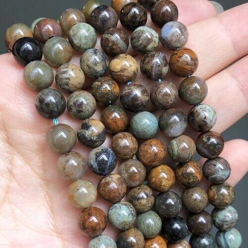 Natural Stone Snake Skin Jaspers Loose Spacer Beads For Jewelry DIY Making Pick Size 6 8 10mm Round Beads Bracelet 15''Inches
