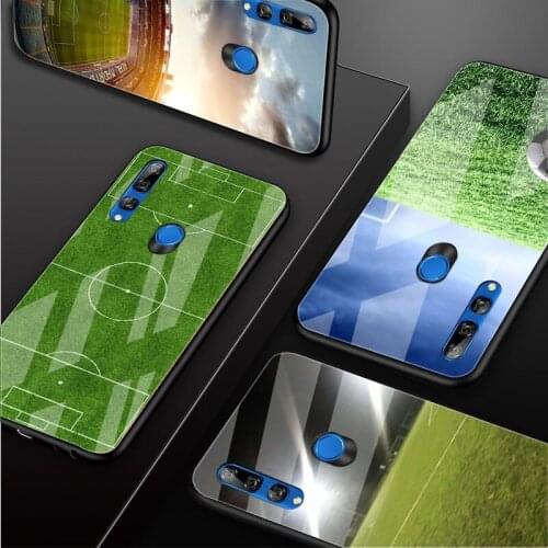 Football field Tempered Glass Phone Case For Huawei honor 8X 9 10i 20i 20Lite 20Pro 30 Pro Cover Shell