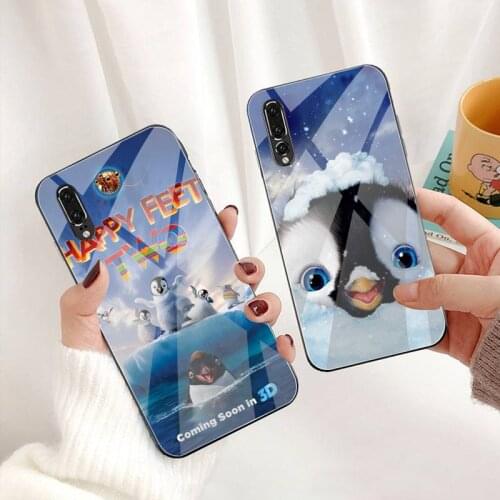 Anime Happy Feet Phone Case Tempered Glass For Huawei P30 P20 P10 lite honor 7A 8X 9 10 mate 20 Pro
